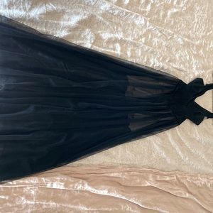 Long black dress with low back